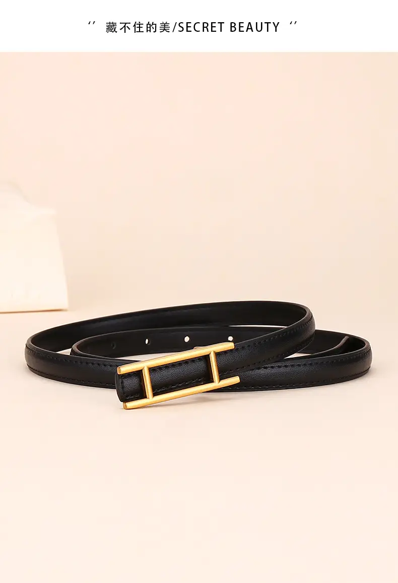 Women's White Leather Belt for Skirts Thin Business Fashion — feature 4