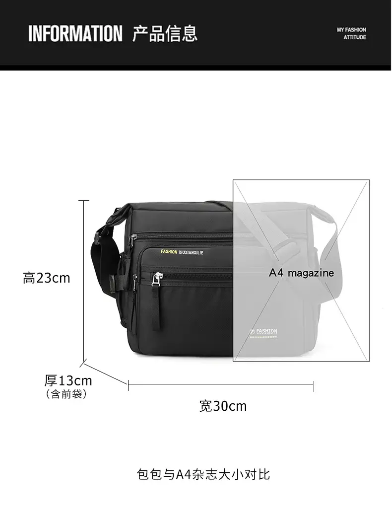 Men's Green Messenger Bag Large Capacity Shoulder Strap — feature 12