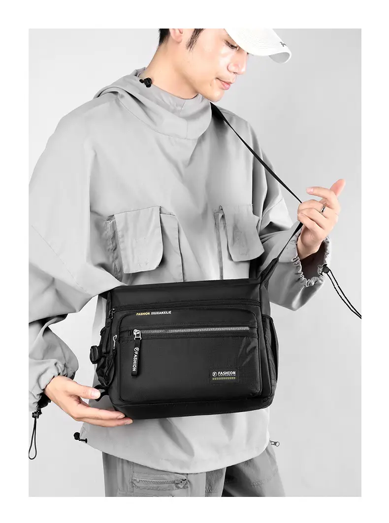 Men's Green Messenger Bag Large Capacity Shoulder Strap — feature 16