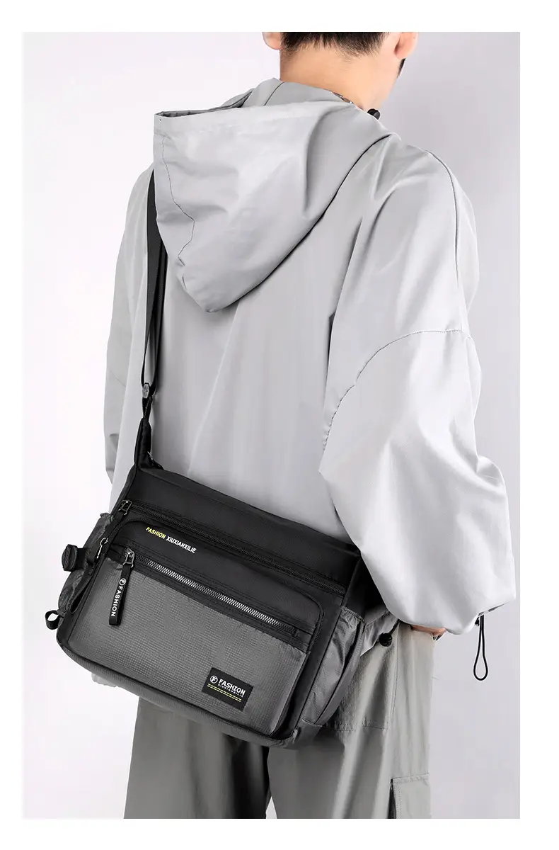 Men's Green Messenger Bag Large Capacity Shoulder Strap — feature 20