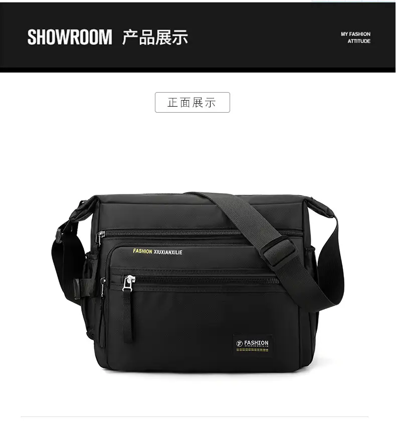 Men's Green Messenger Bag Large Capacity Shoulder Strap — feature 21