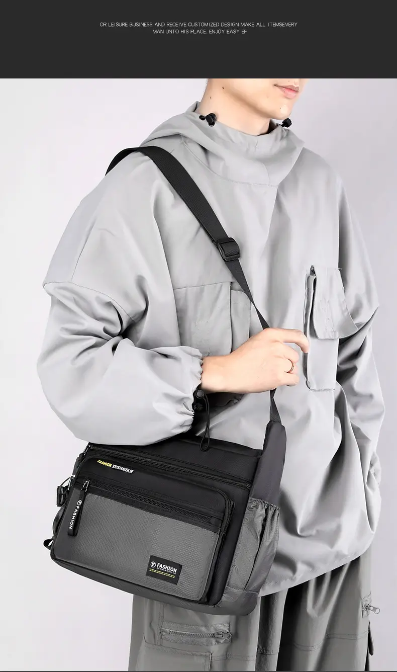 Men's Green Messenger Bag Large Capacity Shoulder Strap — feature 4