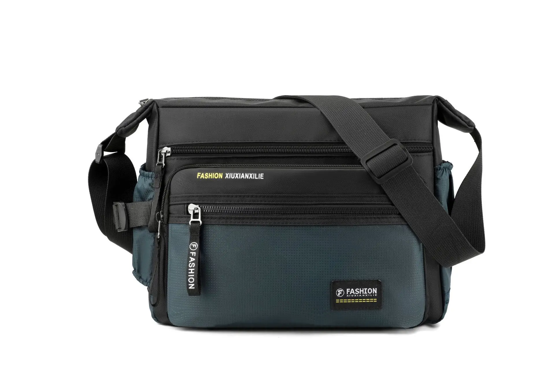 Men's Green Messenger Bag Large Capacity Shoulder Strap