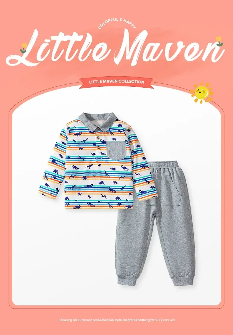 Little maven New Casual Boys suit European and American Fashion Children's suit Cotton Autumn Long Sleeve suit — feature 2