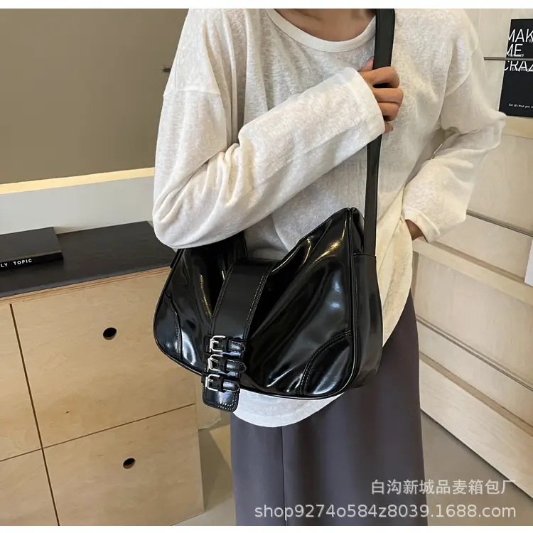 Black Glossy Shoulder Bag for Women 2026 — feature 25