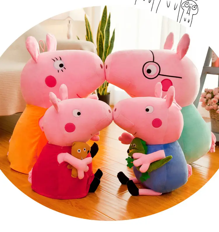 Peppa Pig Doll Family of Four Peppa George Plush Toy Doll Pillow Kidsren's Gift Family Interaction — feature 16