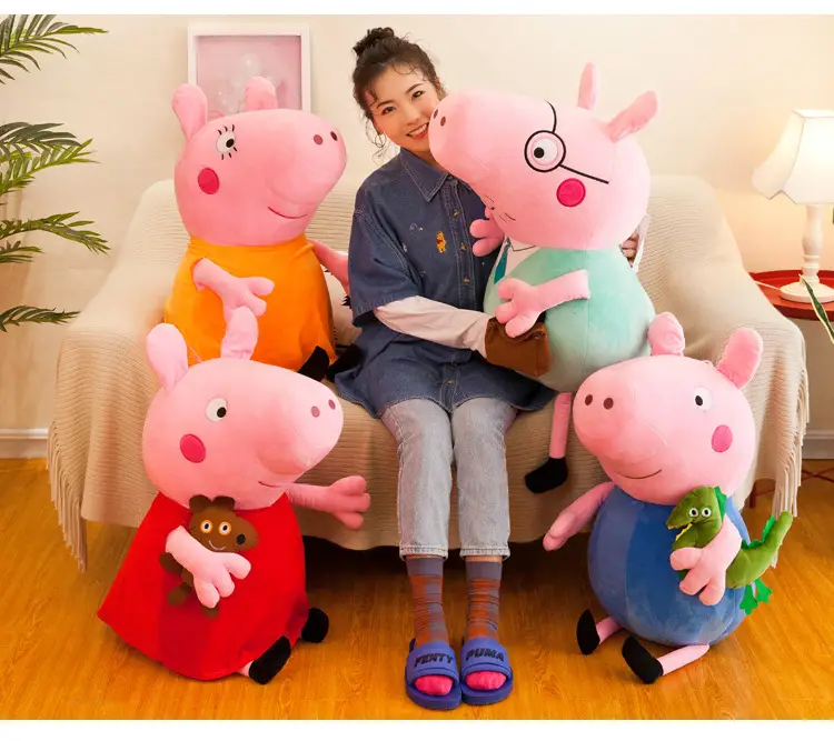 Peppa Pig Doll Family of Four Peppa George Plush Toy Doll Pillow Kidsren's Gift Family Interaction — feature 19
