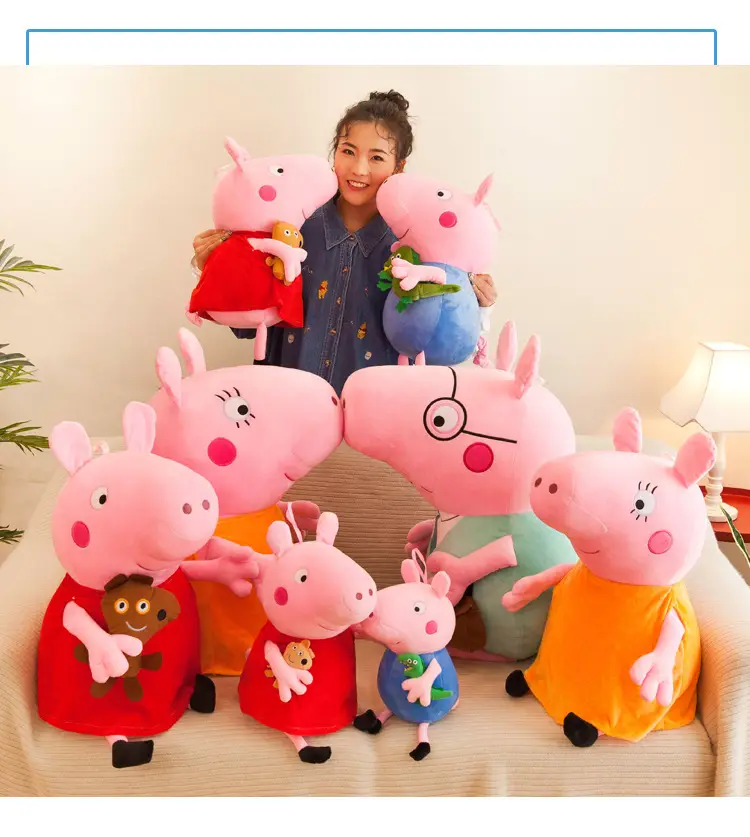 Peppa Pig Doll Family of Four Peppa George Plush Toy Doll Pillow Kidsren's Gift Family Interaction — feature 24