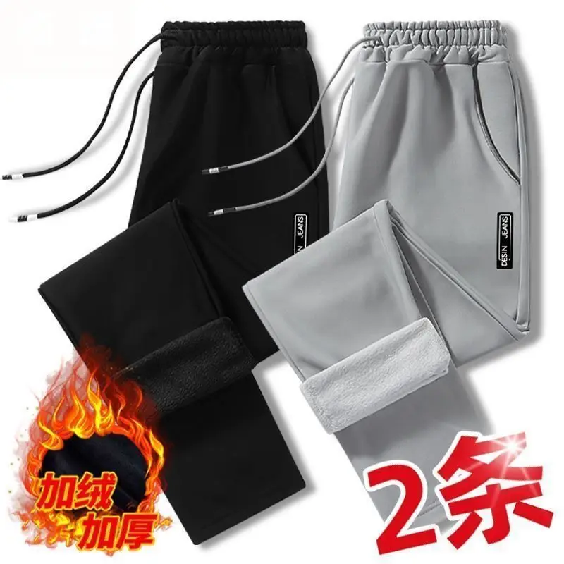 Men Fleece Lined Ankle Pants Grey Thickened Waist - Image 8