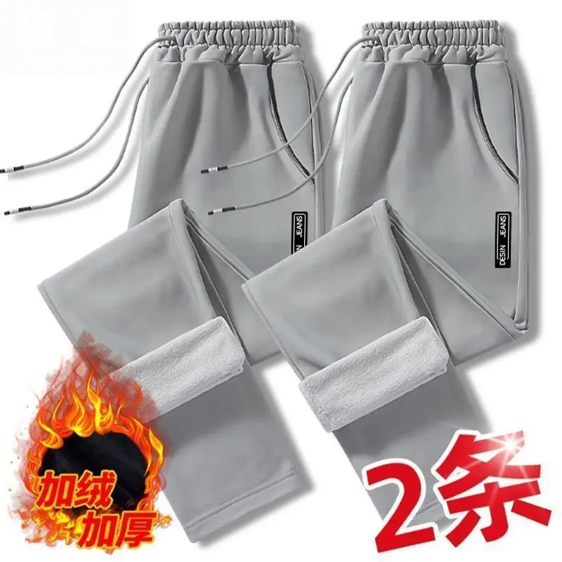 Men Fleece Lined Ankle Pants Grey Thickened Waist - Image 9