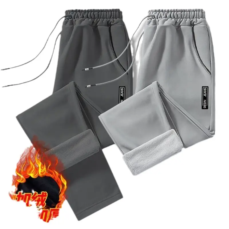 Men Fleece Lined Ankle Pants Grey Thickened Waist - Image 10