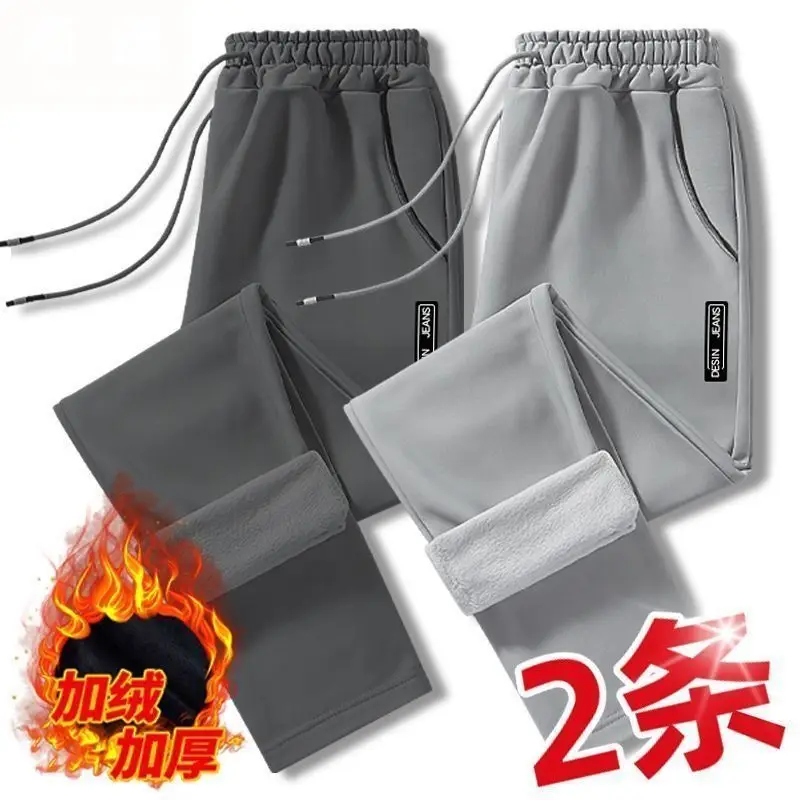 Men Fleece Lined Ankle Pants Grey Thickened Waist — feature 9