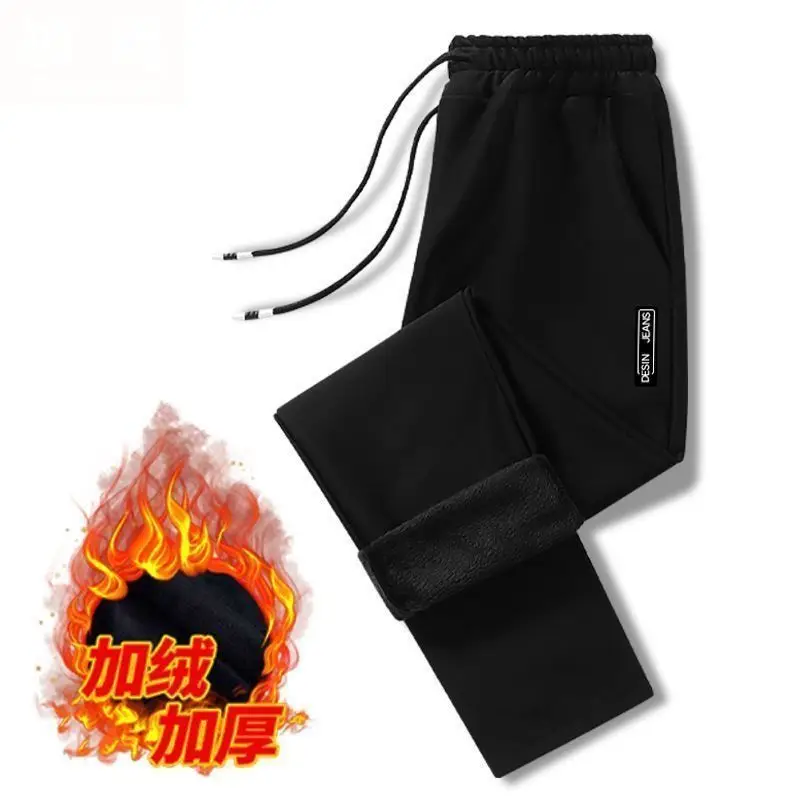 Men Fleece Lined Ankle Pants Grey Thickened Waist - Image 4