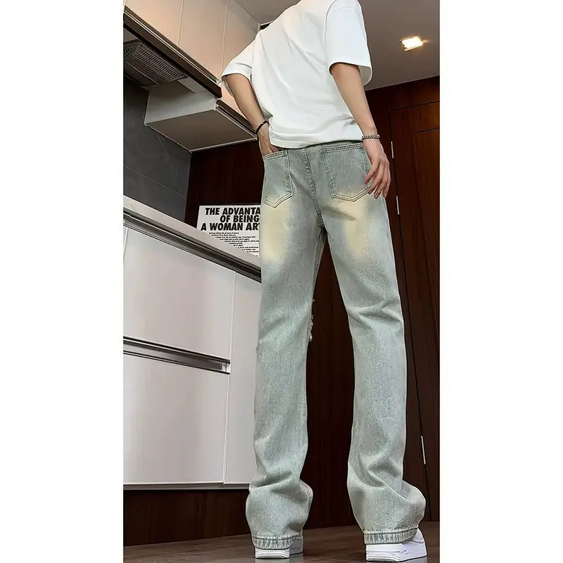 Men Ripped Jeans White T-Shirt Streetwear Set - Image 5