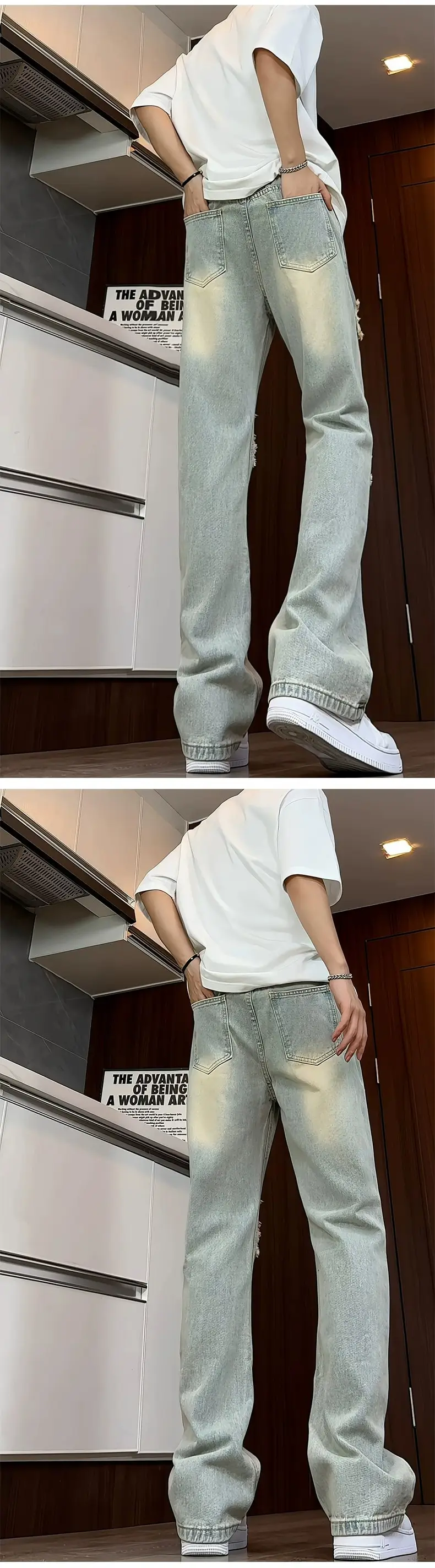 Men Ripped Jeans White T-Shirt Streetwear Set — feature 6