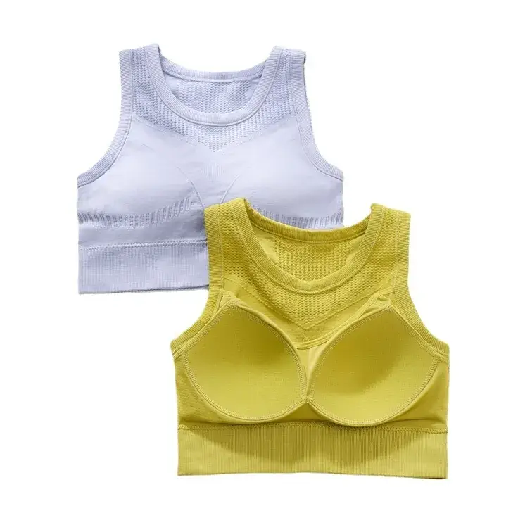 New Upgraded Fitness Yoga Wearable Running Bra Yellow Medium - Image 10