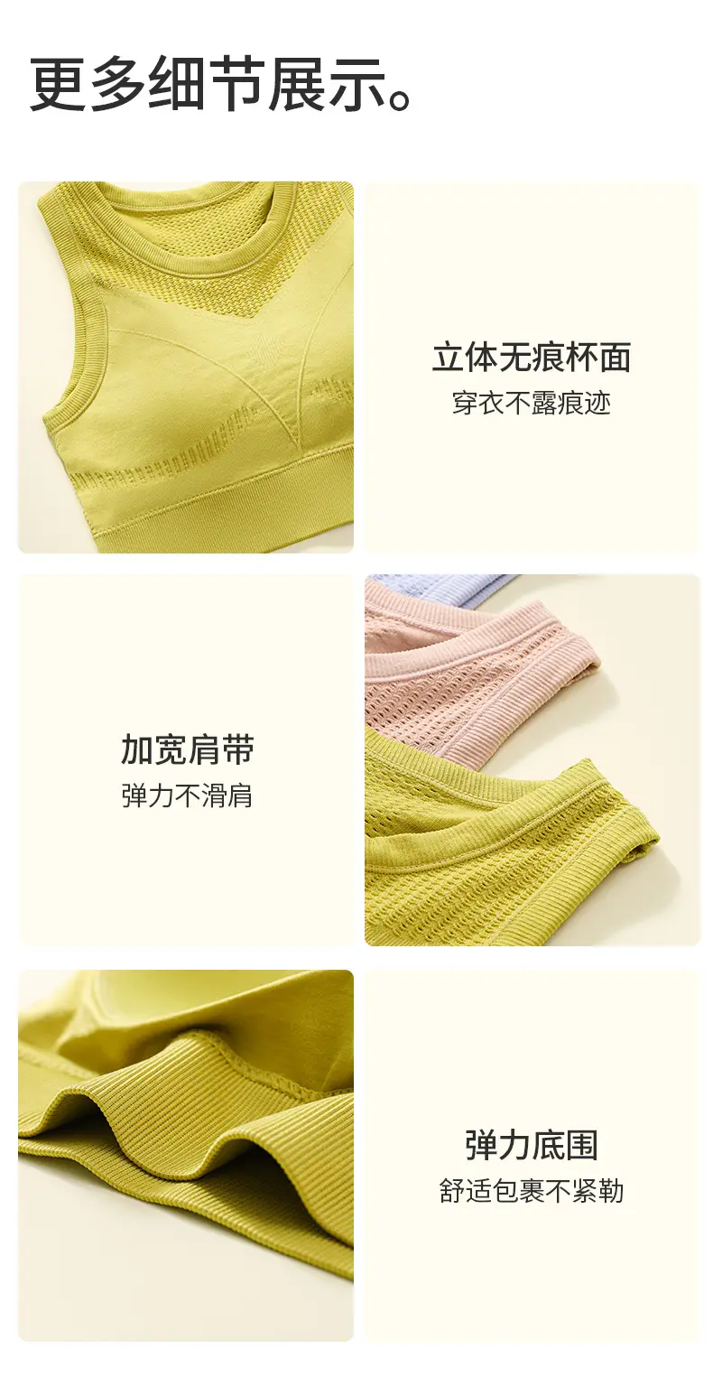 New Upgraded Fitness Yoga Wearable Running Bra Yellow Medium — feature 14