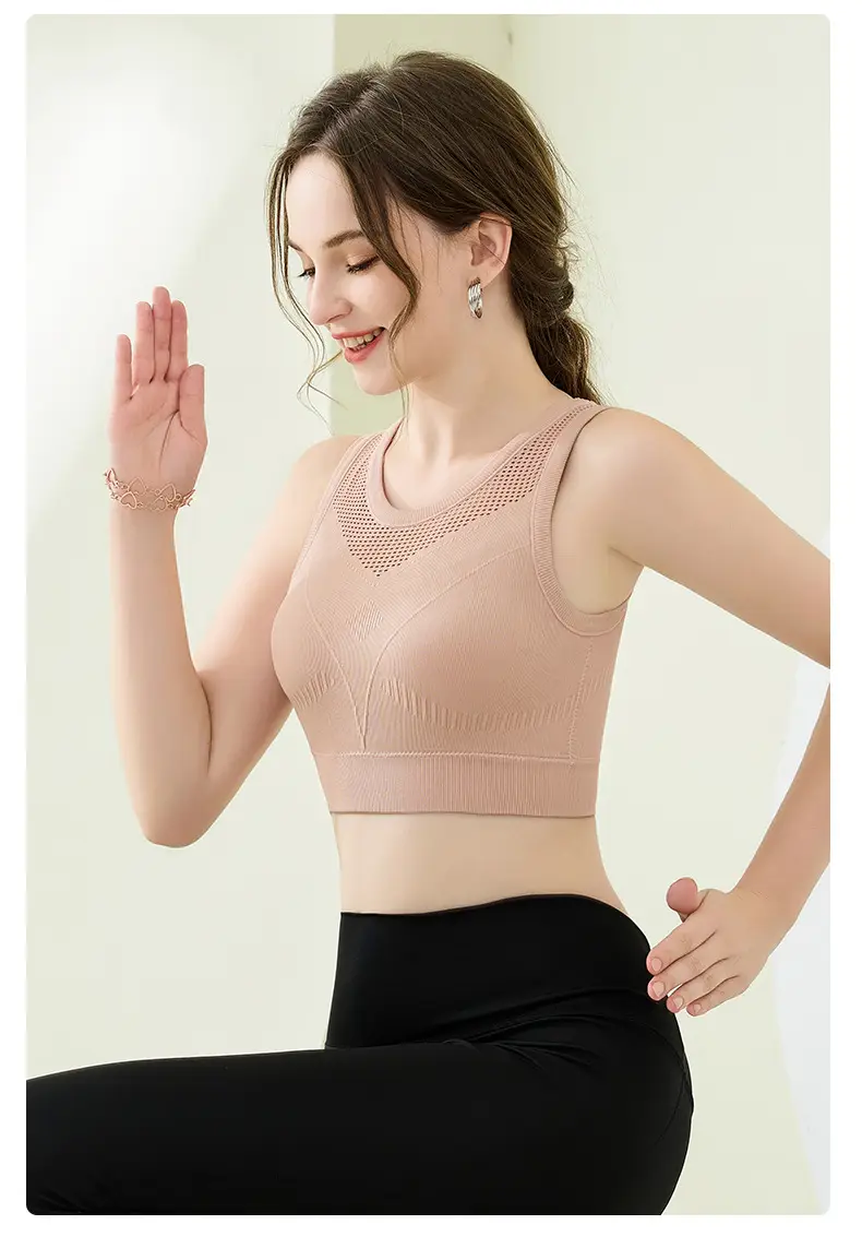 New Upgraded Fitness Yoga Wearable Running Bra Yellow Medium — feature 19