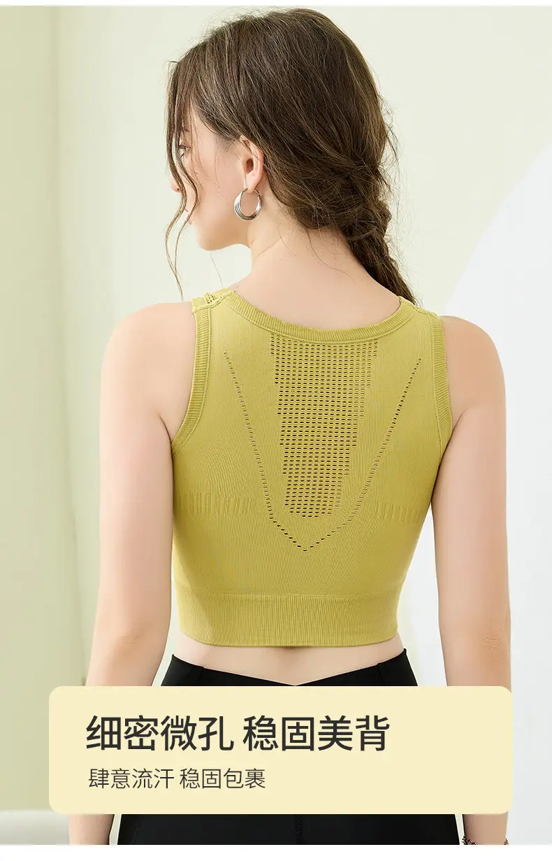 New Upgraded Fitness Yoga Wearable Running Bra Yellow Medium — feature 7