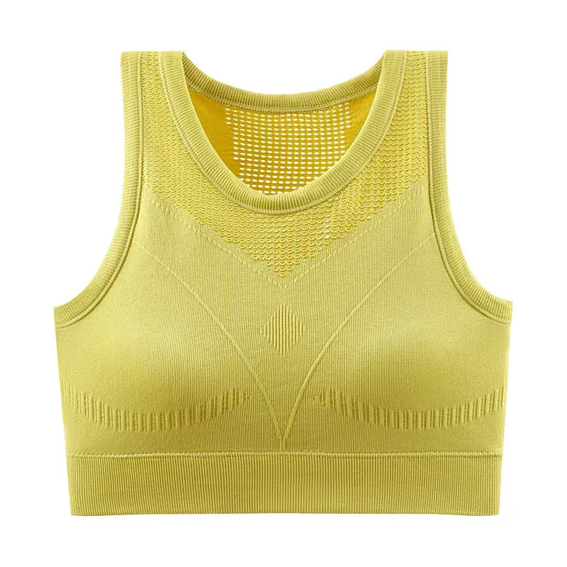 New Upgraded Fitness Yoga Wearable Running Bra Yellow Medium - Image 3
