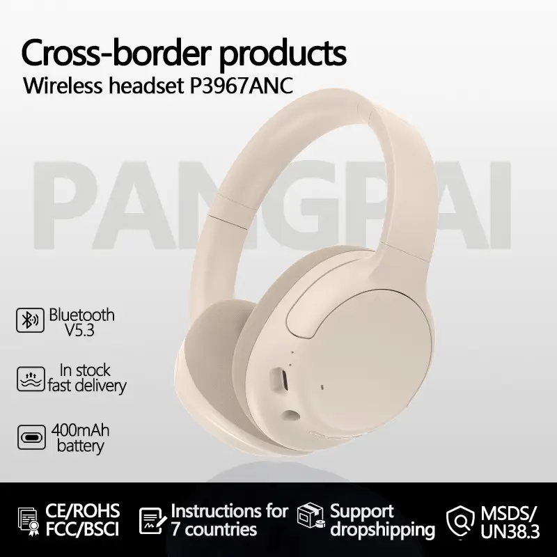 Cross-Border Bluetooth 5.3 Headset White 400mAh Battery - Image 6