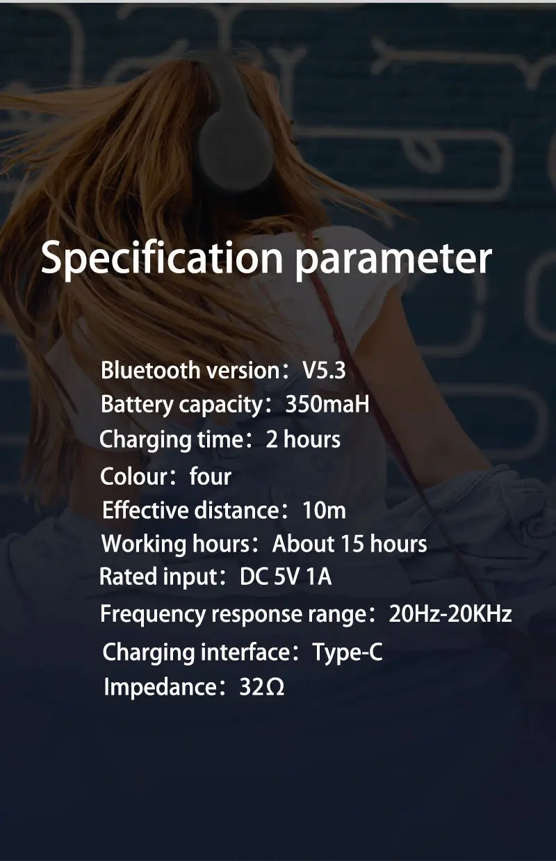 Cross-Border Bluetooth 5.3 Headset White 400mAh Battery β feature 15