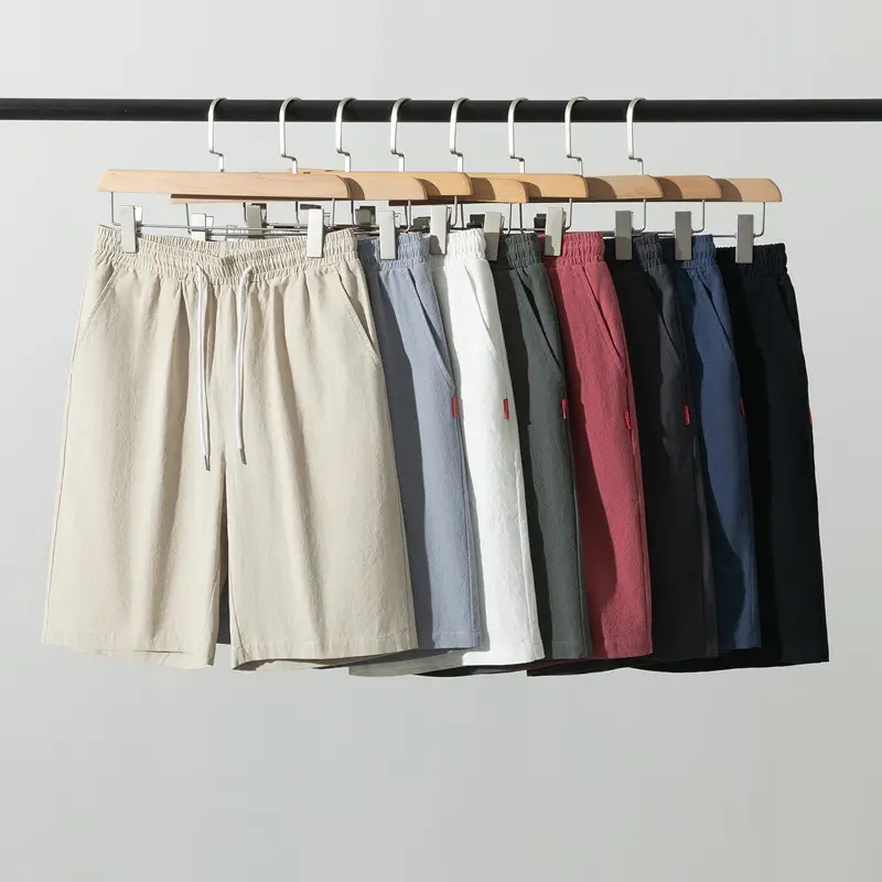 Men Pure Cotton Summer Shorts Black Loose Straight Casual Pants - Image 9