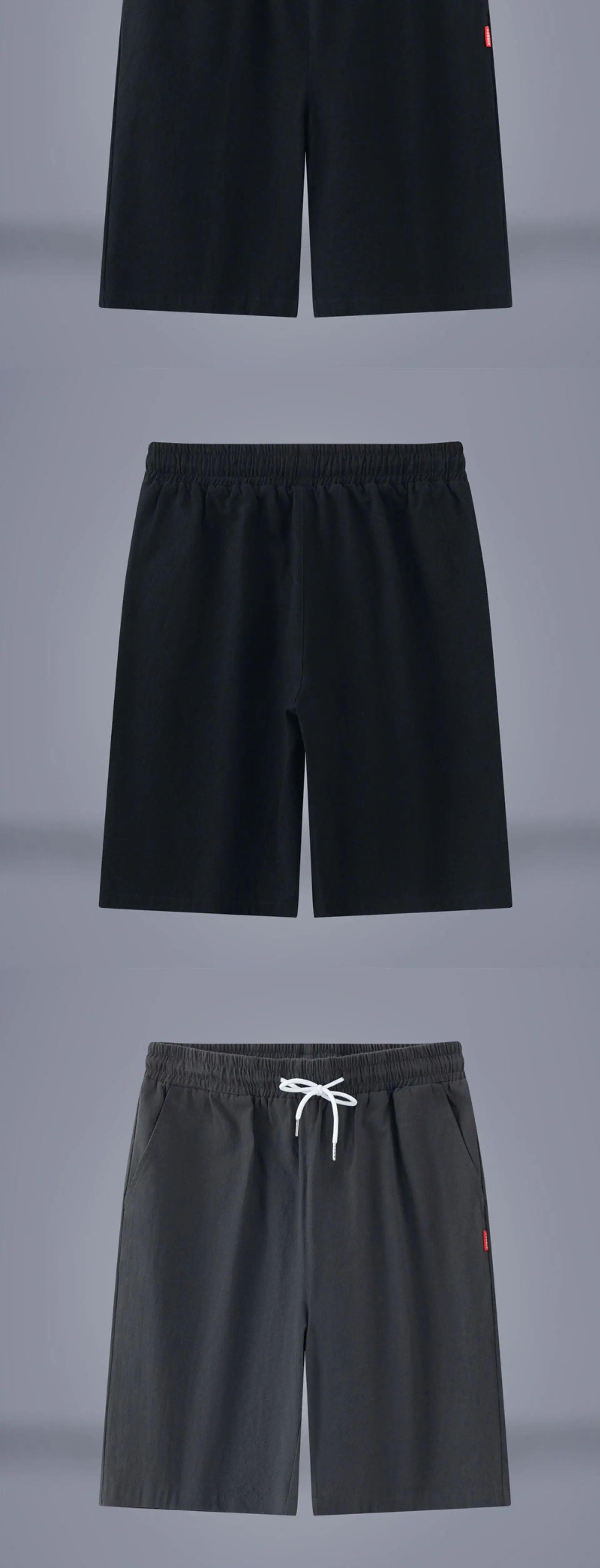 Men Pure Cotton Summer Shorts Black Loose Straight Casual Pants — feature 5