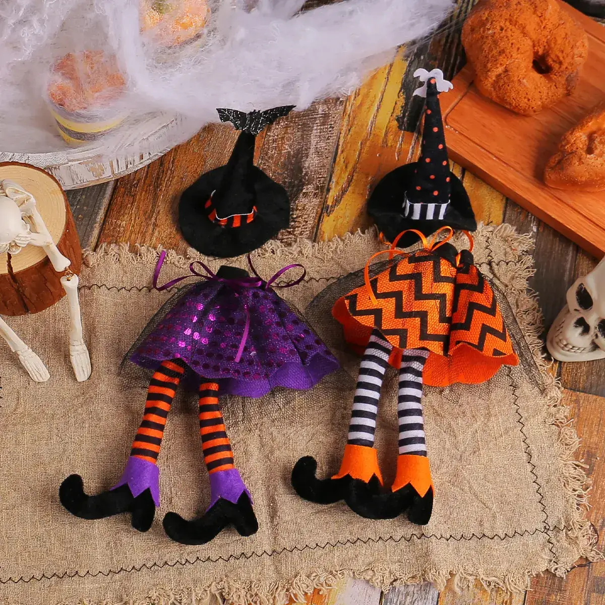 Halloween Witch Hat Set Orange Chevron Dress 28g - Image 5