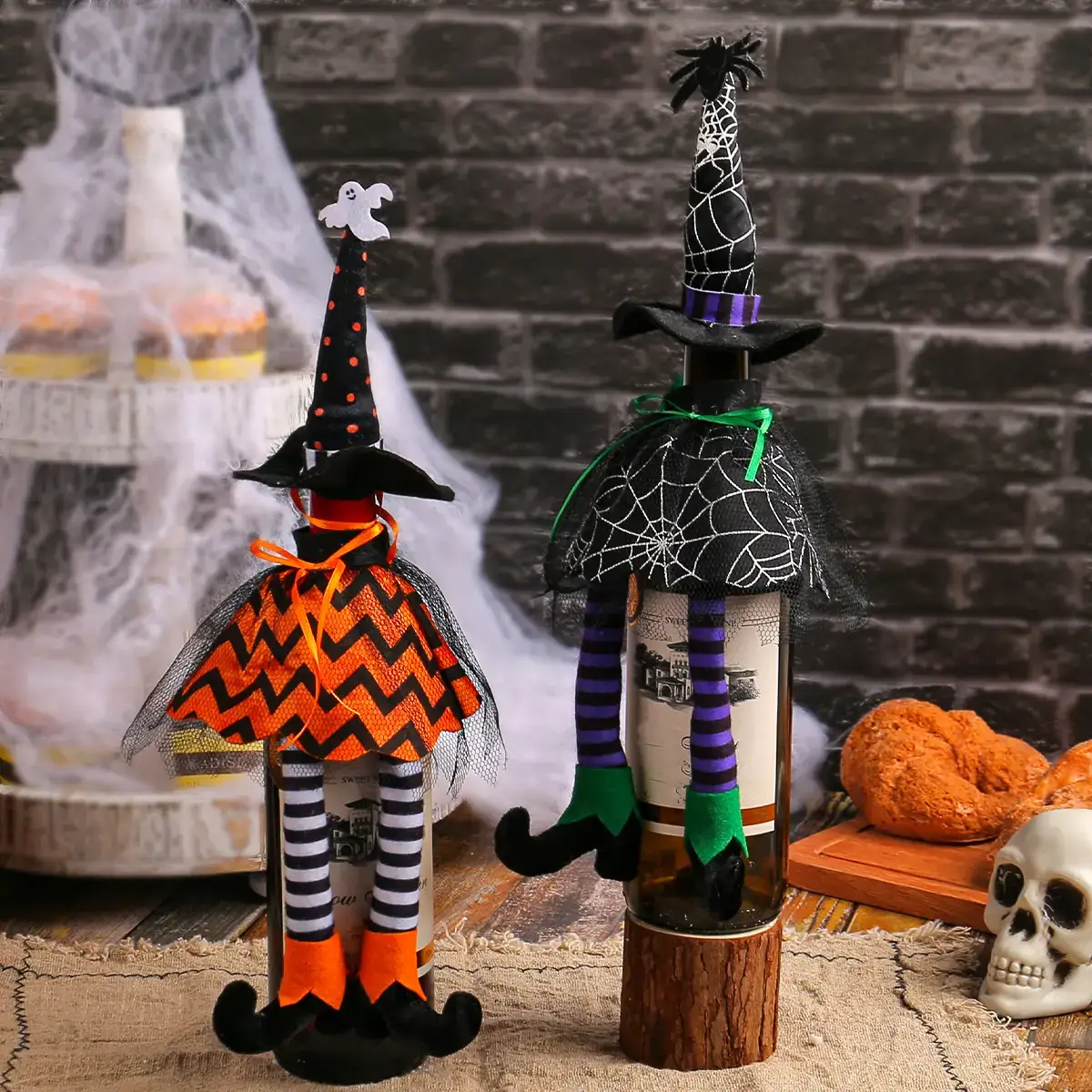 Halloween Witch Hat Set Orange Chevron Dress 28g - Image 6