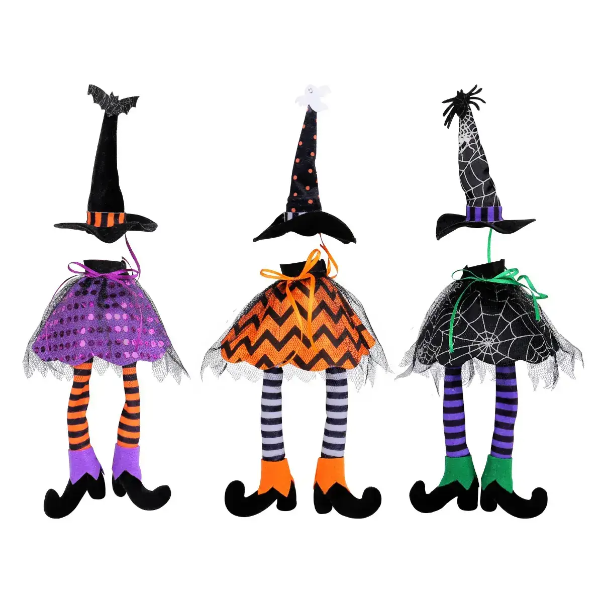 Halloween Witch Hat Set Orange Chevron Dress 28g - Image 8