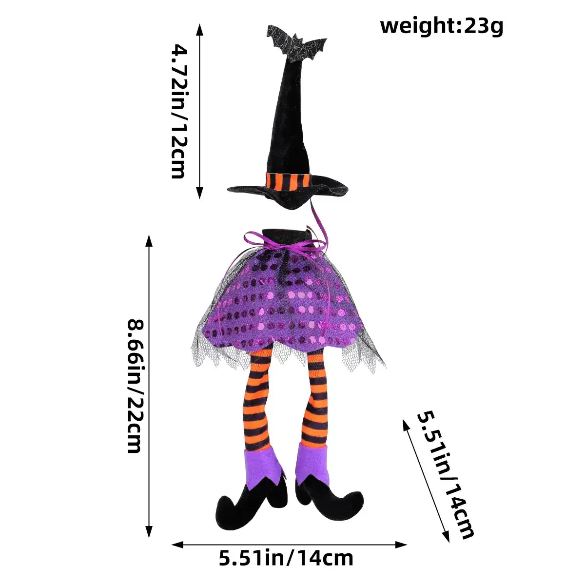 Halloween Witch Hat Set Orange Chevron Dress 28g - Image 3
