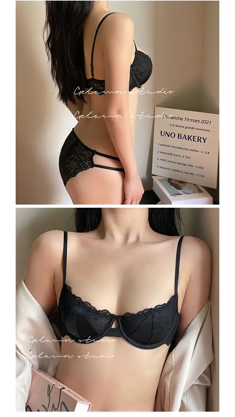 French-Style Ultra-Thin Sexy Half-Cup Lace Bra for Large Breasts, Minimizing Effect, Pure Push-Up, Anti-Sagging, Beautiful Breast Bra — feature 11