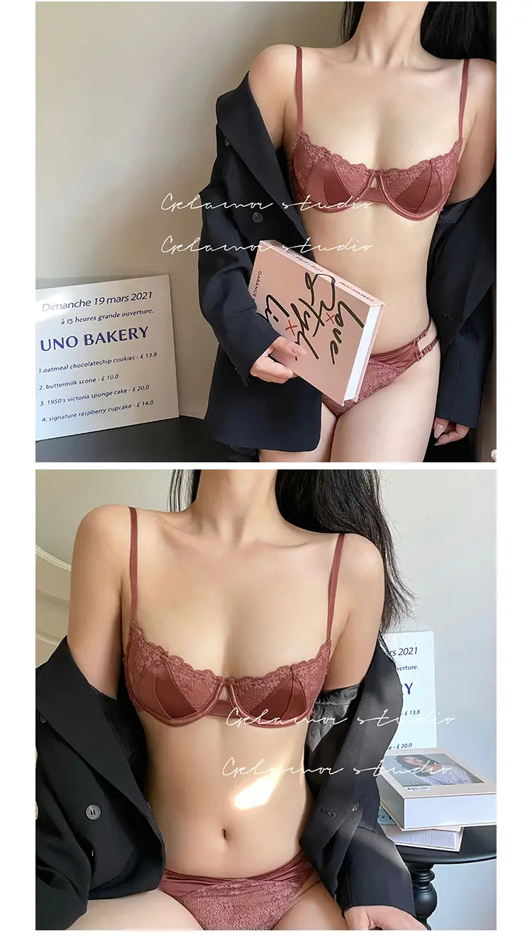 French-Style Ultra-Thin Sexy Half-Cup Lace Bra for Large Breasts, Minimizing Effect, Pure Push-Up, Anti-Sagging, Beautiful Breast Bra — feature 7