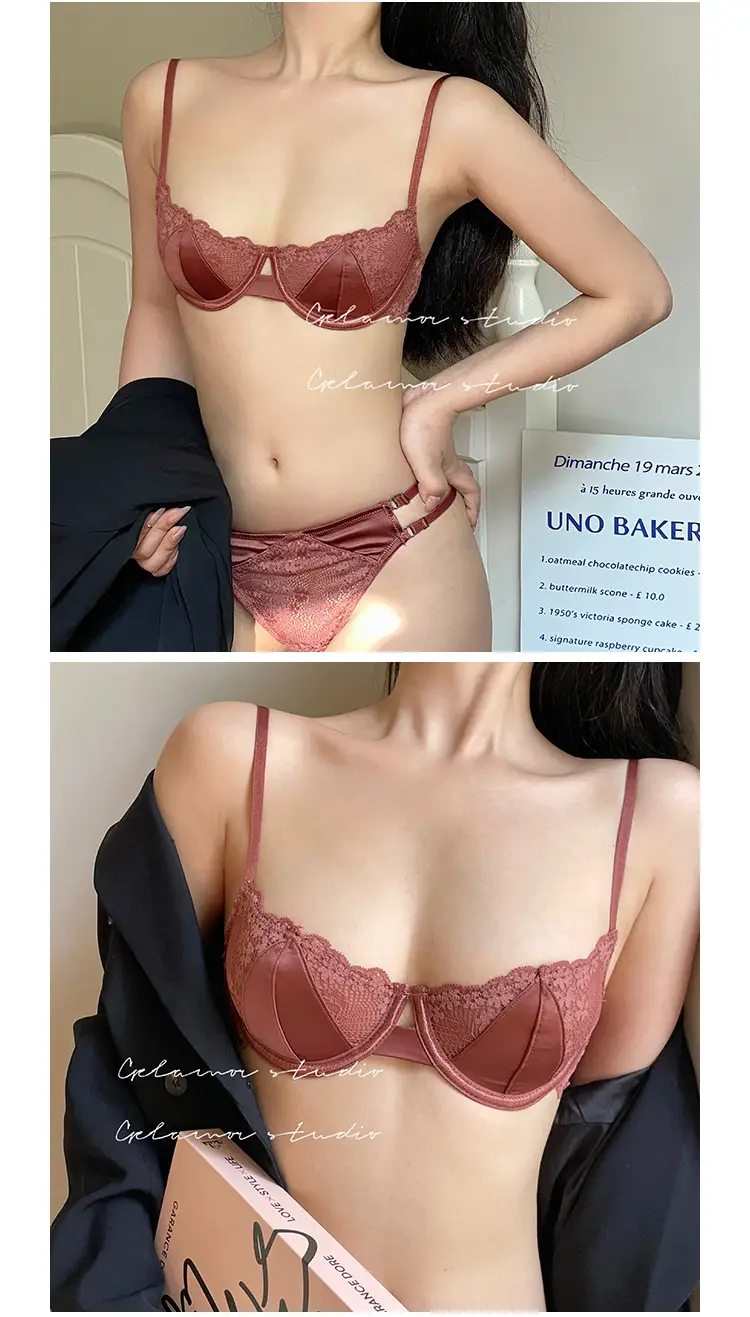 French-Style Ultra-Thin Sexy Half-Cup Lace Bra for Large Breasts, Minimizing Effect, Pure Push-Up, Anti-Sagging, Beautiful Breast Bra — feature 8