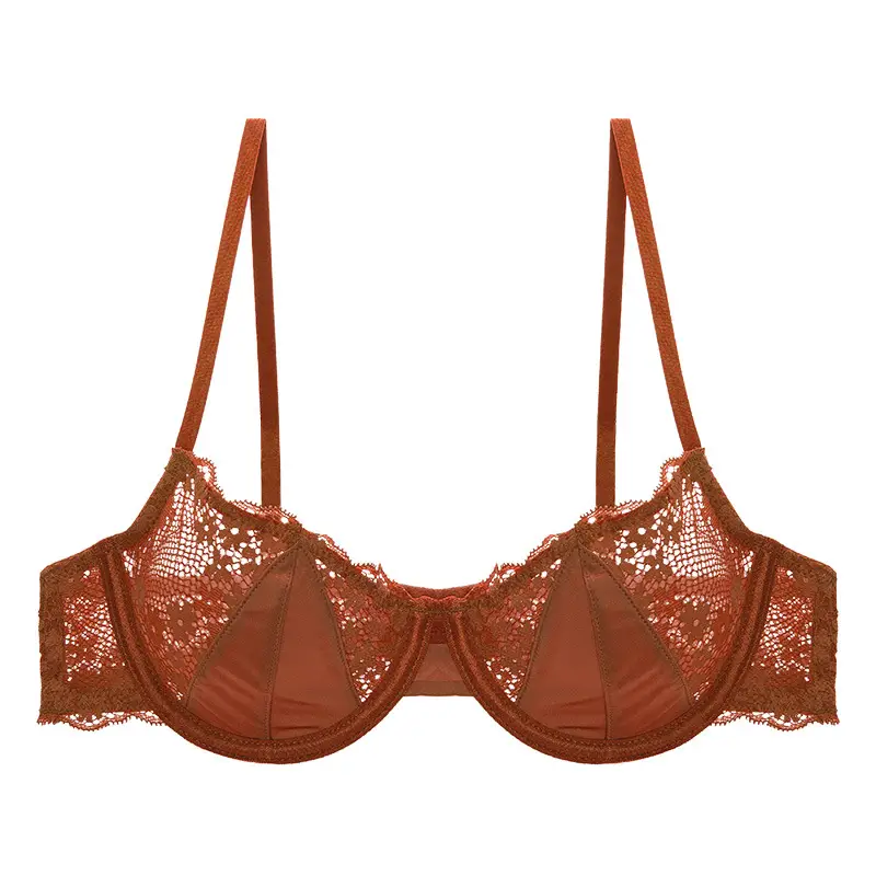 French-Style Ultra-Thin Sexy Half-Cup Lace Bra for Large Breasts, Minimizing Effect, Pure Push-Up, Anti-Sagging, Beautiful Breast Bra