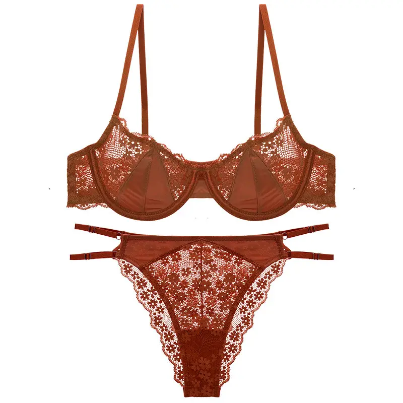French-Style Ultra-Thin Sexy Half-Cup Lace Bra for Large Breasts, Minimizing Effect, Pure Push-Up, Anti-Sagging, Beautiful Breast Bra