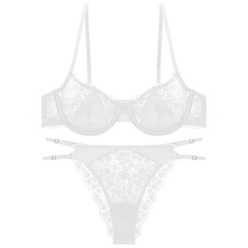 French-Style Ultra-Thin Sexy Half-Cup Lace Bra for Large Breasts, Minimizing Effect, Pure Push-Up, Anti-Sagging, Beautiful Breast Bra
