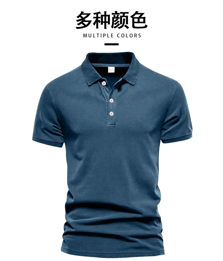 Men's Black Polo Shirt with 3 Button Collar — feature 15