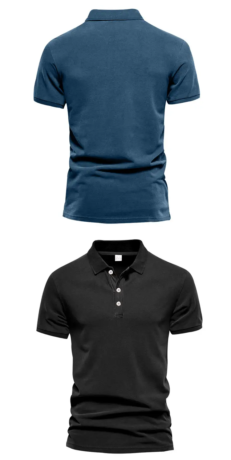 Men's Black Polo Shirt with 3 Button Collar — feature 16