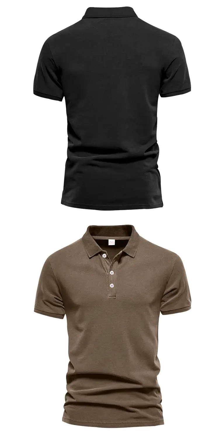Men's Black Polo Shirt with 3 Button Collar — feature 17