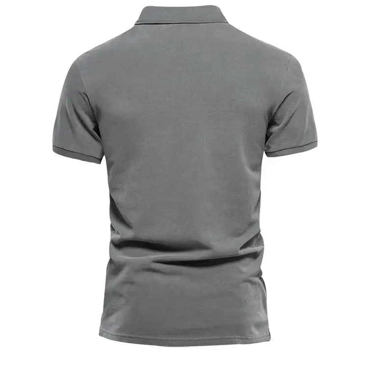 Men's Black Polo Shirt with 3 Button Collar — feature 21