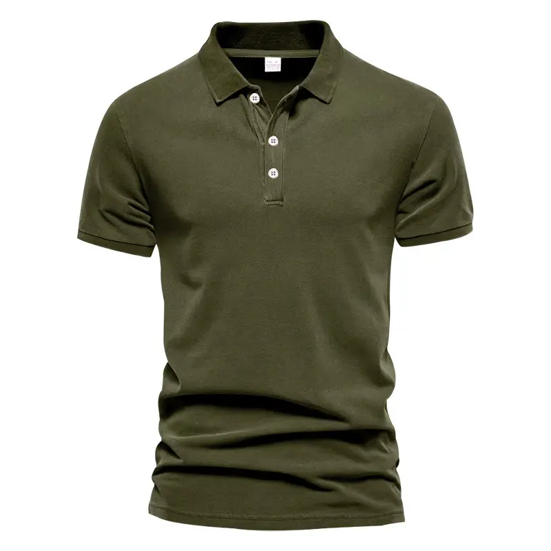 Men's Black Polo Shirt with 3 Button Collar - Image 2