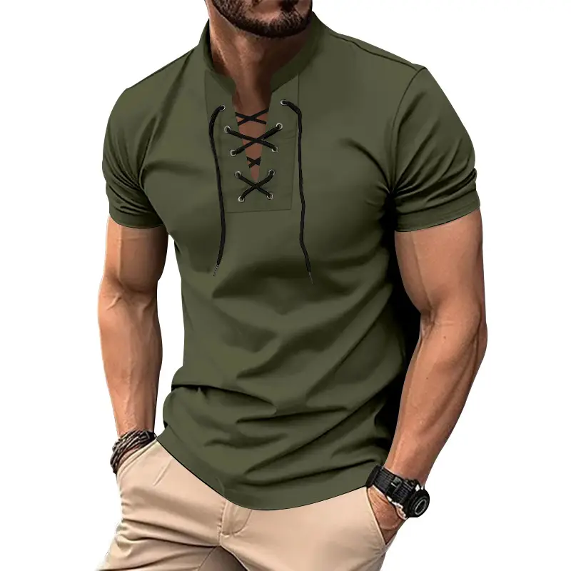 Men's Green Thin V Neck V Strap T-Shirt — feature 18