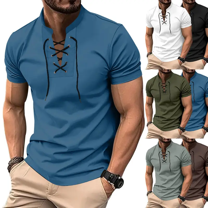 Men's Green Thin V Neck V Strap T-Shirt — feature 3