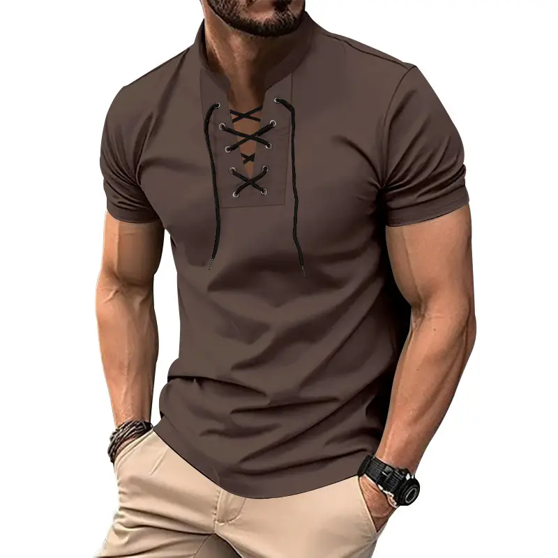 Men's Green Thin V Neck V Strap T-Shirt — feature 39