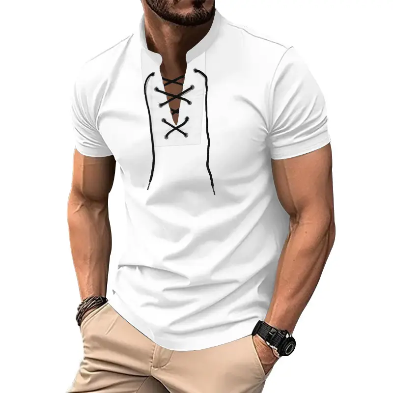 Men's Green Thin V Neck V Strap T-Shirt — feature 5