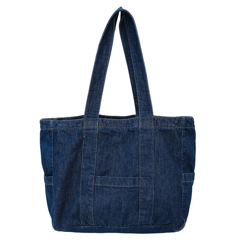 Japanese Denim Canvas Shoulder Bag 2024 College Student Schoolbag Tutor Bag Mother Bag Tote Bag — feature 39