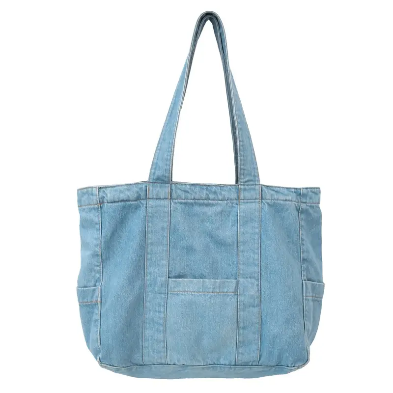 Japanese Denim Canvas Shoulder Bag 2024 College Student Schoolbag Tutor Bag Mother Bag Tote Bag — feature 40