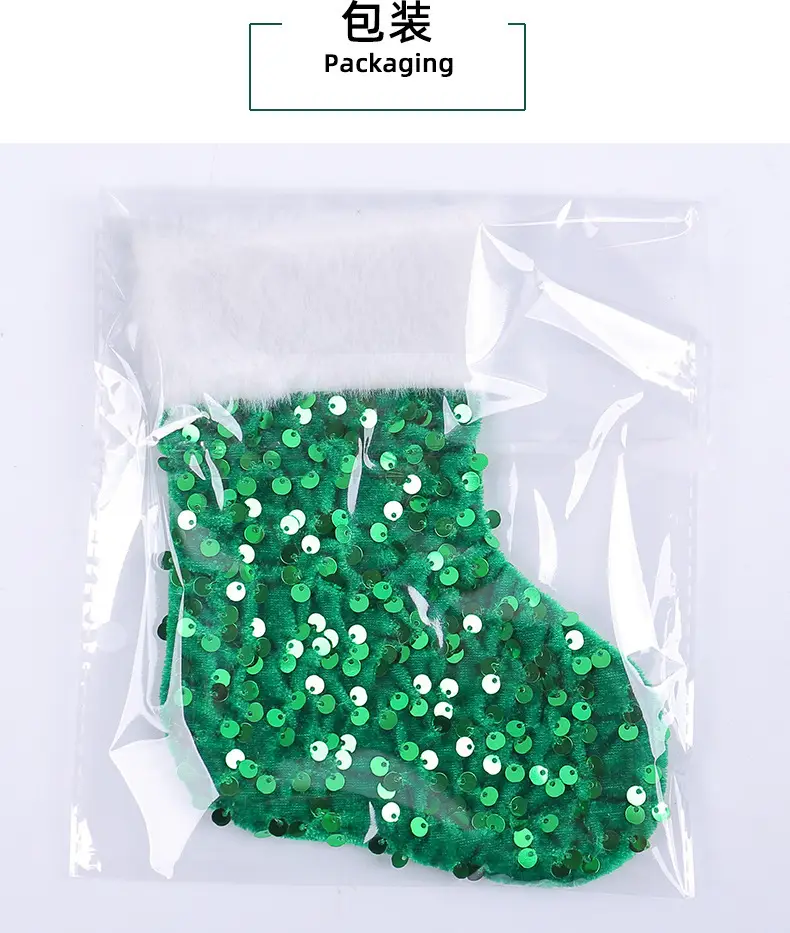 Red Sequins Christmas Stocking with White Fur Edge — feature 15